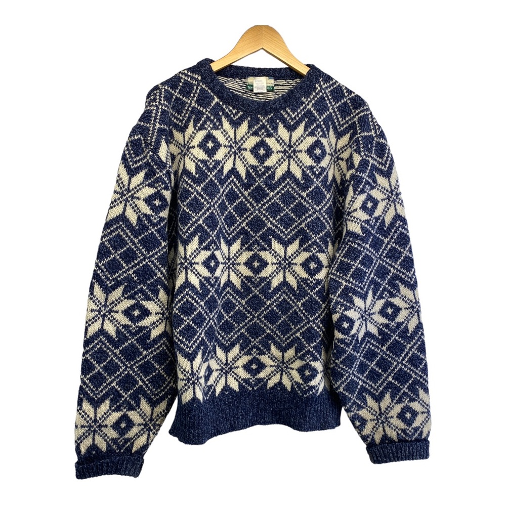 Vintage wool blend snowflake sweater XL mens unisex too skiing warm Tidewater